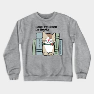 Lose Yourself in Books Cute Cat Crewneck Sweatshirt